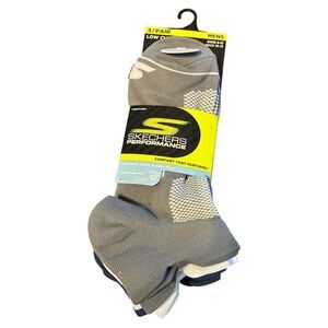 Skechers (3) Performance Gray/white/blue low cut Athletic Socks men’s sock 10-13